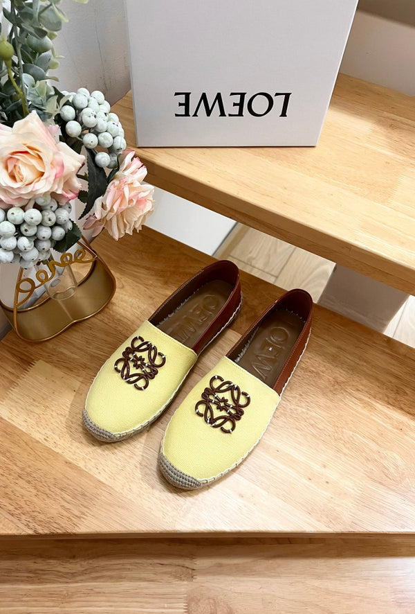 Espadrillas Loew Anagram in pelle gialla e marrone e tela