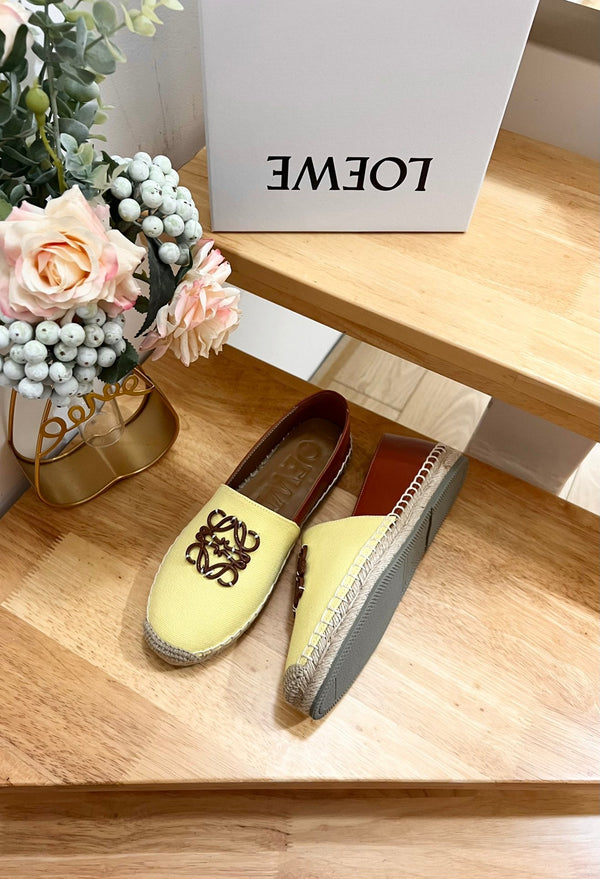 Espadrillas Loew Anagram in pelle gialla e marrone e tela