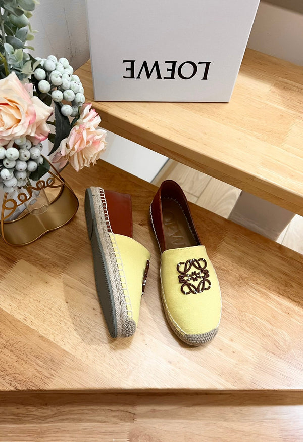 Espadrillas Loew Anagram in pelle gialla e marrone e tela