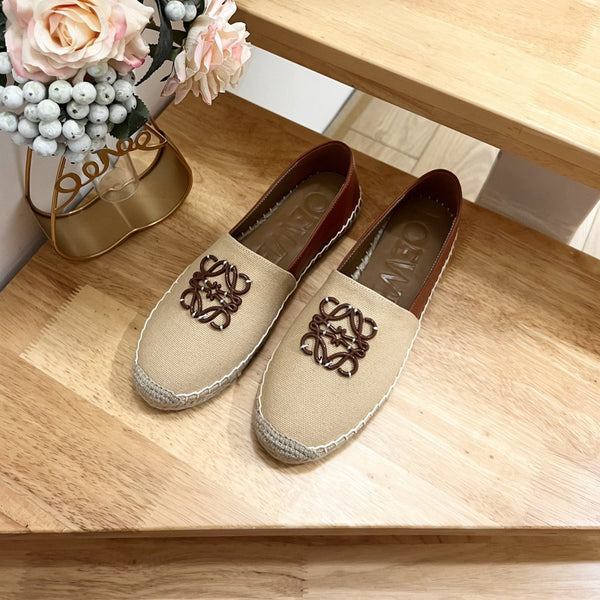 Espadrillas Loew Anagram Beige Marrone Pelle e Tela