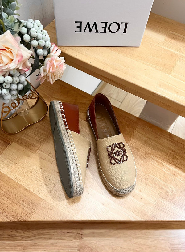 Espadrillas Loew Anagram Beige Marrone Pelle e Tela