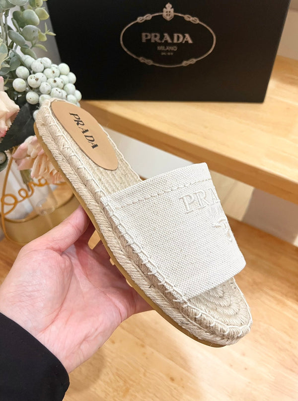 Pra Slide 20 Beige Velvet Sole Rafia