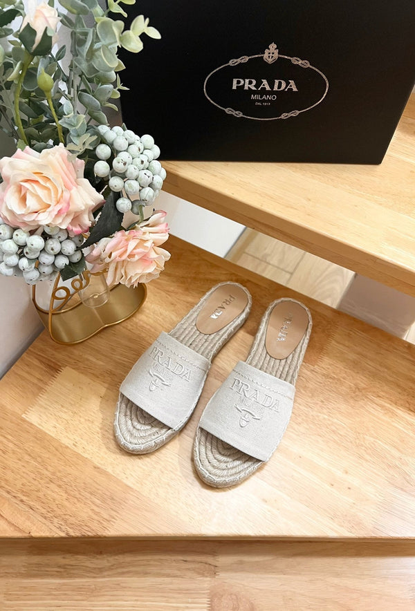Pra Slide 20 Beige Velvet Sole Rafia