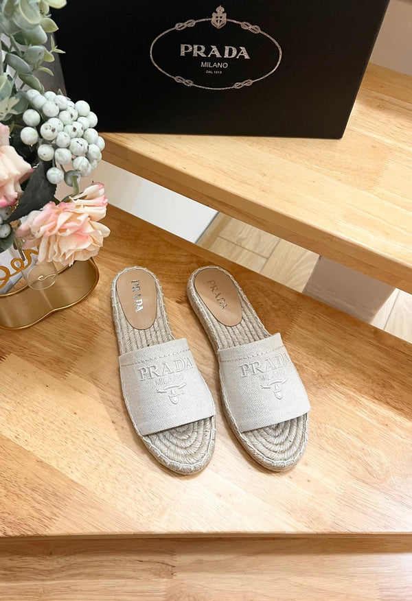 Pra Slide 20 Beige Velvet Sole Rafia