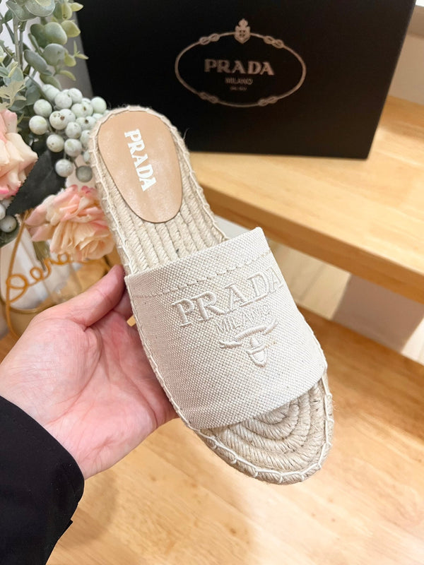 Pra Slide 20 Beige Velvet Sole Rafia