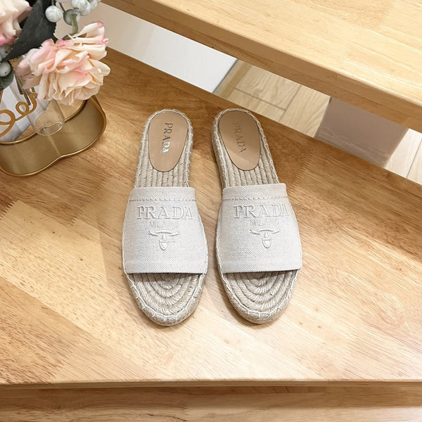 Pra Slide 20 Beige Velvet Sole Rafia