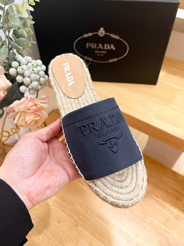 Pra Slide 20 Denim Velvet Beige Sole Rafia