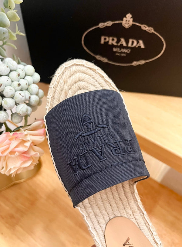 Pra Slide 20 Denim Velvet Beige Sole Rafia