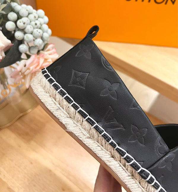 Espadrillas LV in pelle di pecora nera goffrata 240628
