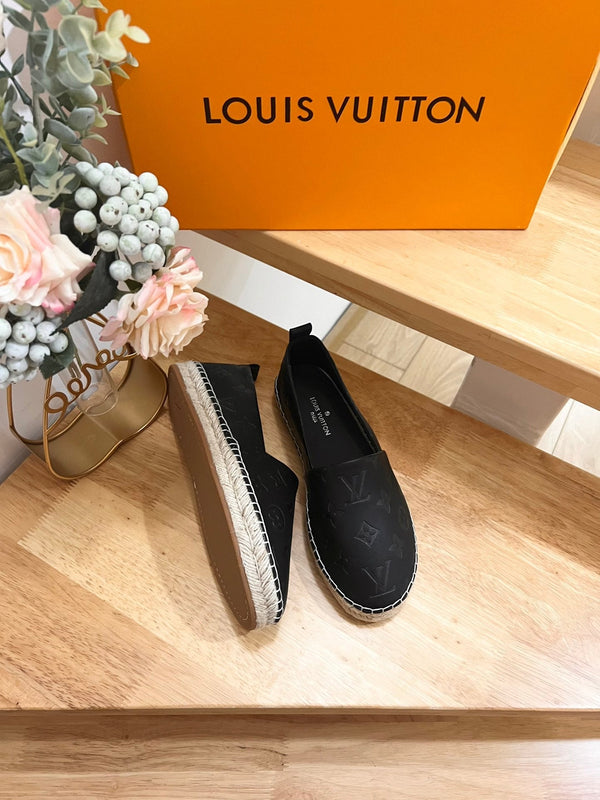 Espadrillas LV in pelle di pecora nera goffrata 240628