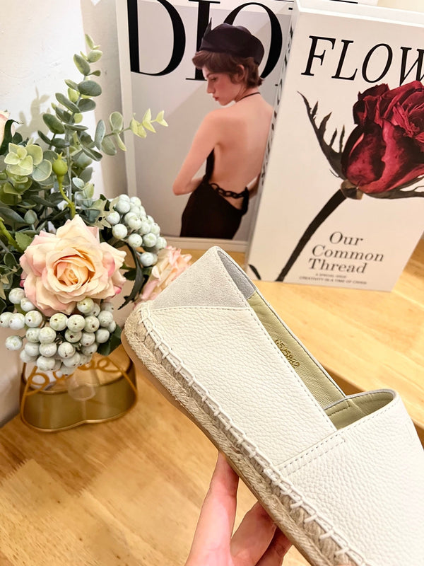 CD Paradise Espadrilles Cuir de vachette grainé blanc 692262