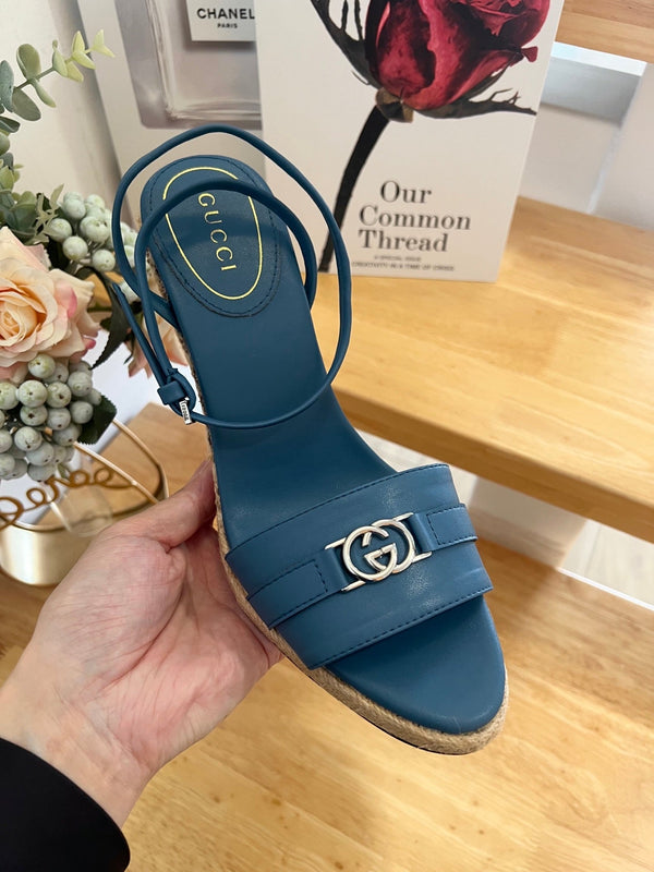 GG 26ss Platform Wedge Sandals 9cm Blue 692205