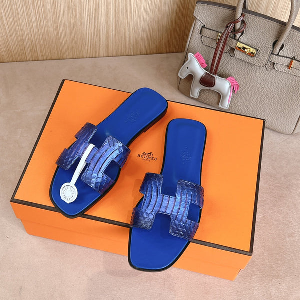 HM Oran Sandals Cobalt Blue Calfskin 312776