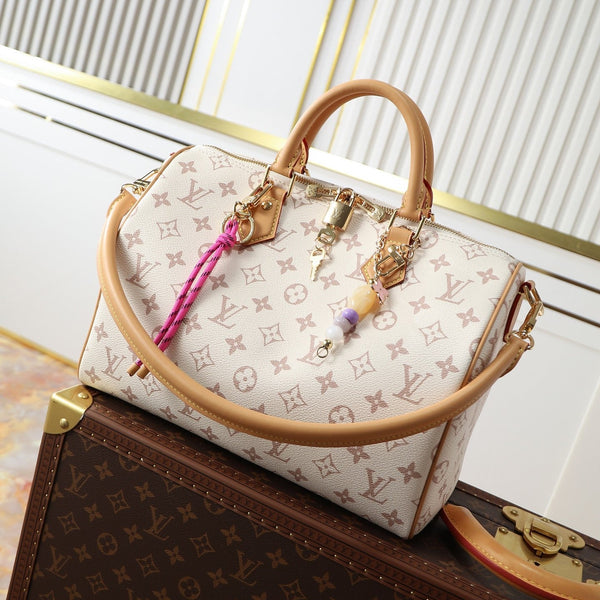 LV Speedy Soft 30 Lucky Bag 30cm Monogram Dune/Pink Canvas & Cowhide