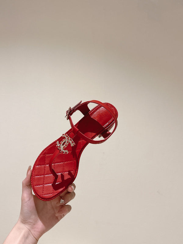 sandalo cc 45 in pelle di agnello rossa