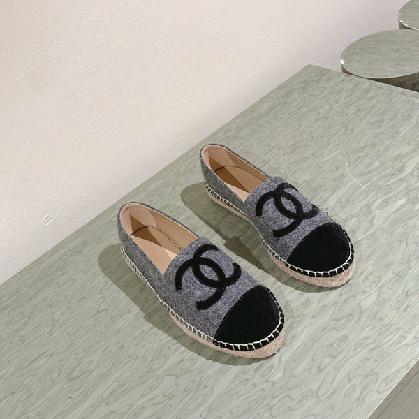 espadrilles dark grey cotton tweed black suede
