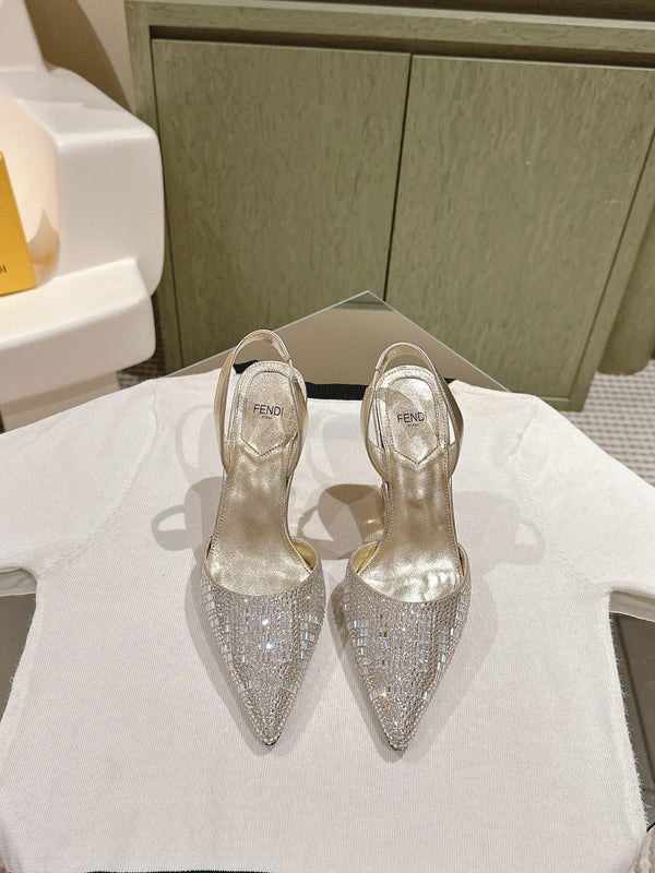 FENDI SANDALI CON TACCO ALTO E PAILLETTES 85MM ORO