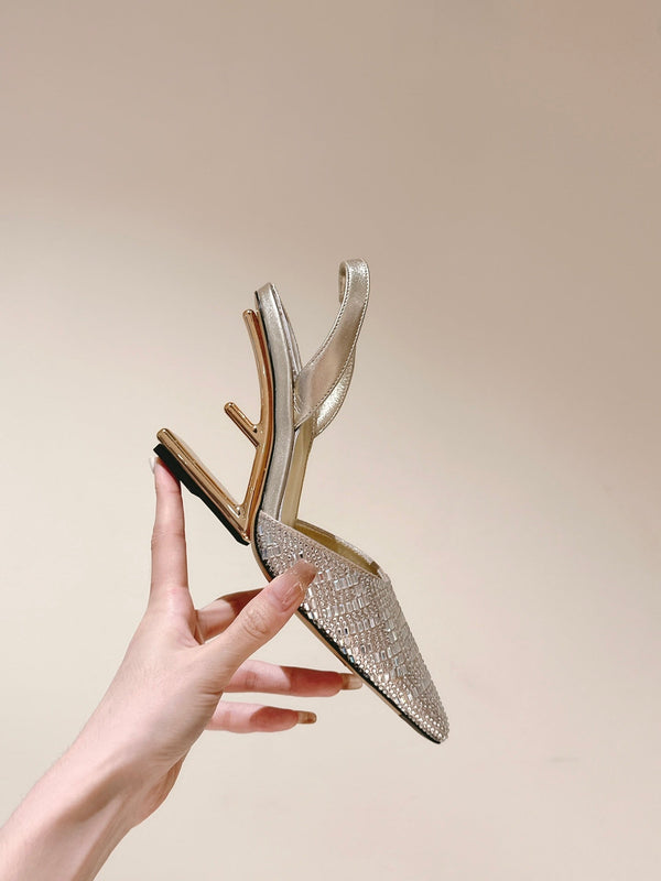 FENDI SANDALI CON TACCO ALTO E PAILLETTES 85MM ORO