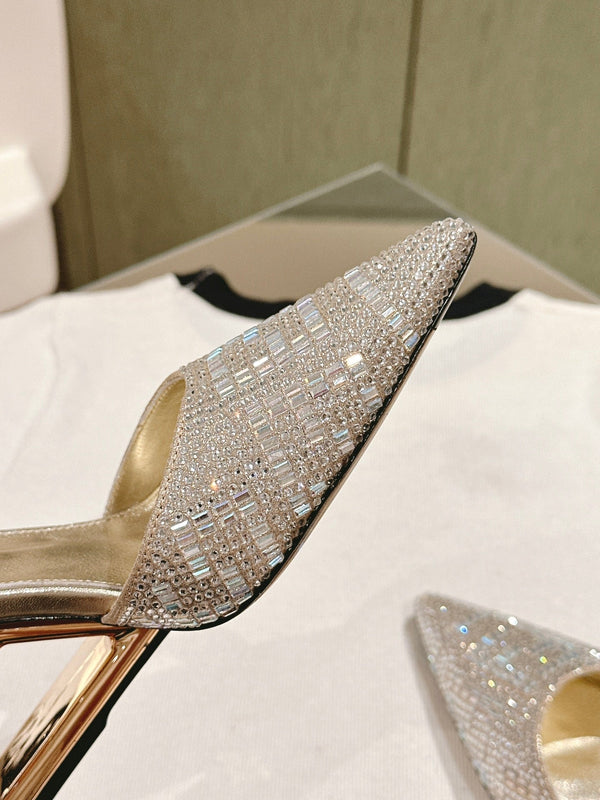 FENDI SANDALI CON TACCO ALTO E PAILLETTES 85MM ORO