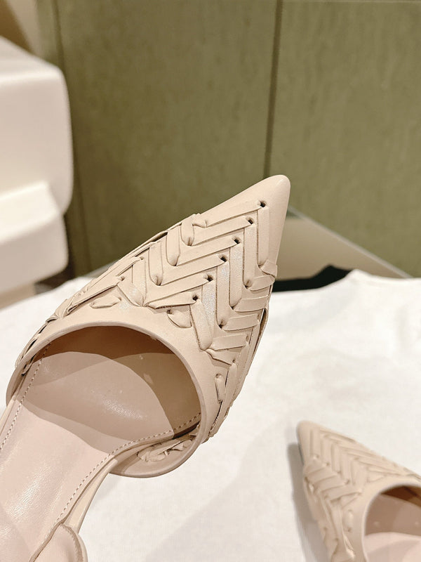 FENDI PRIMA SLINGBACK CON TACCO ALTO 85 MM IN PELLE DI AGNELLO BEIGE E FERRAMENTA ORO