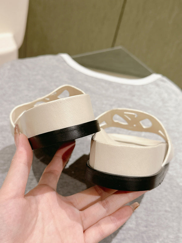 lv sandal isola flat mule cream calfskin
