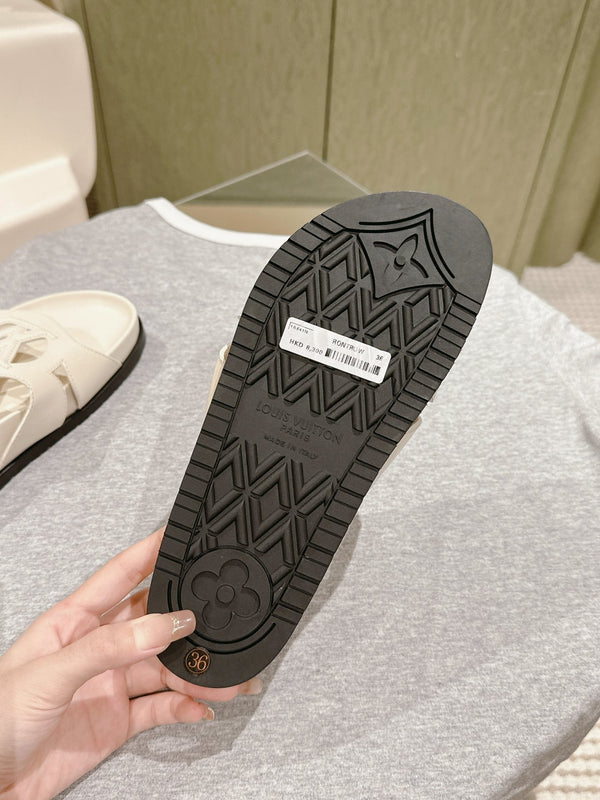 lv sandal isola flat mule cream calfskin