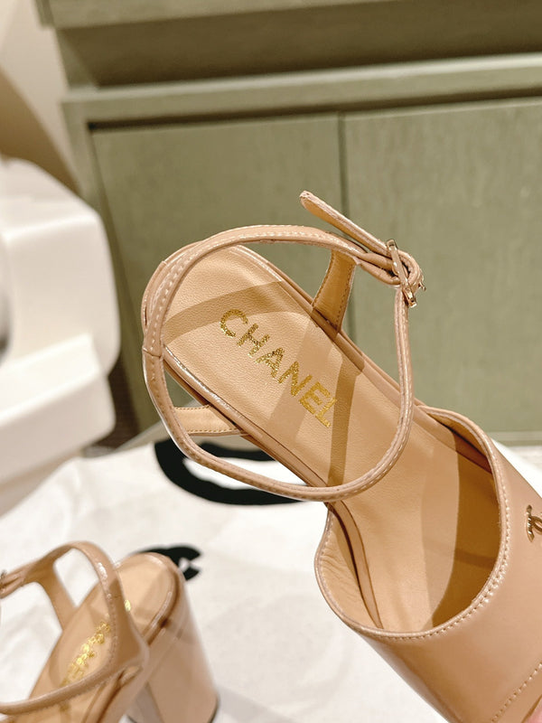 SANDALO ALTO CC BEIGE CREMA PELLE DI VITELLO
