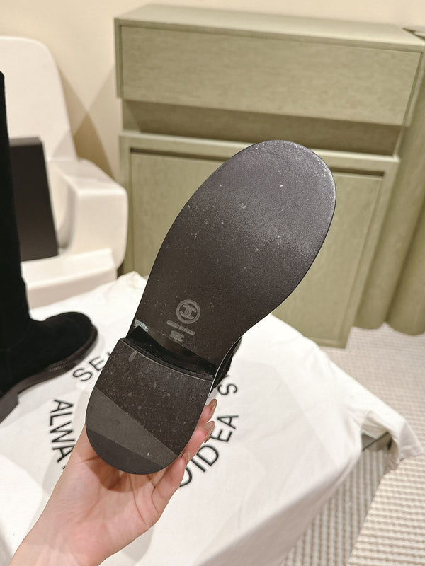 CC HIGH BOOTS BLACK SUEDE CALFSKIN
