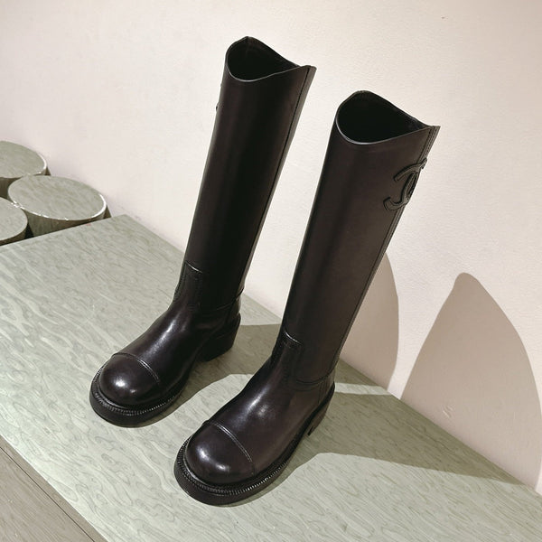 CC HIGH BOOTS BLACK CALFSKIN 768996