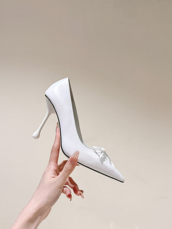Jimmy Scarlett 90mm in pelle di agnello bianca décolleté 813460