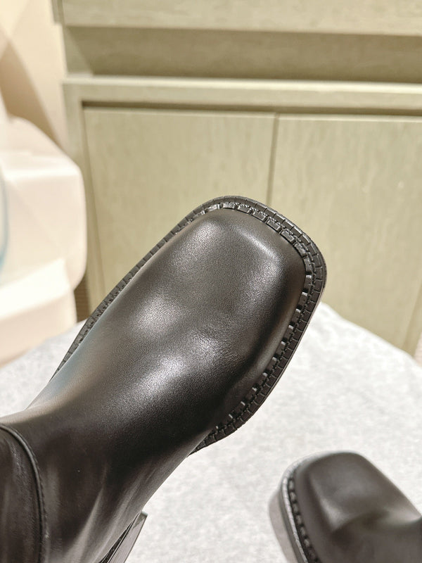 PRA Knee High Boots 55mm in Black Cowhide 449721