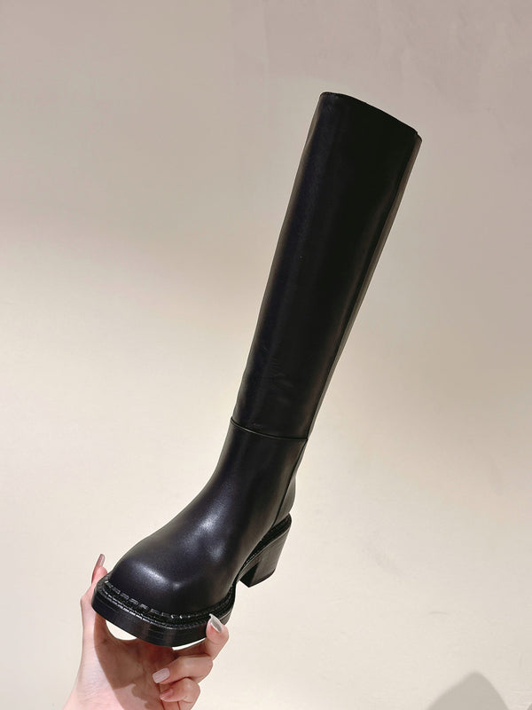 PRA Knee High Boots 55mm in Black Cowhide 449721