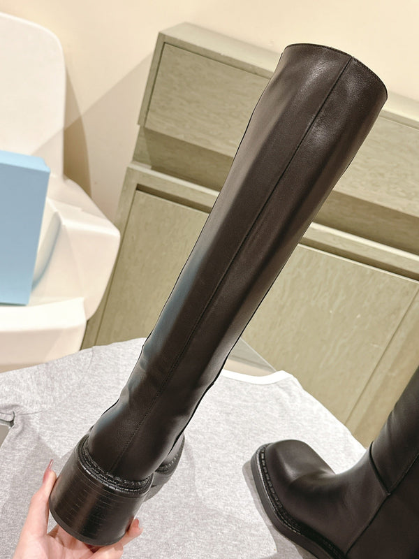 PRA Knee High Boots 55mm in Black Cowhide 449721