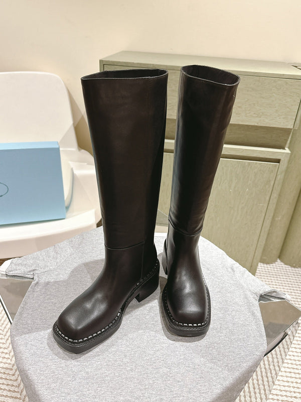 PRA Knee High Boots 55mm in Black Cowhide 449721