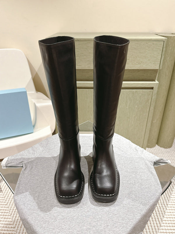 PRA Knee High Boots 55mm in Black Cowhide 449721