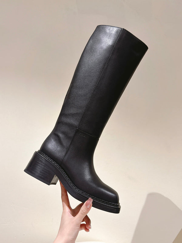PRA Knee High Boots 55mm in Black Cowhide 449721