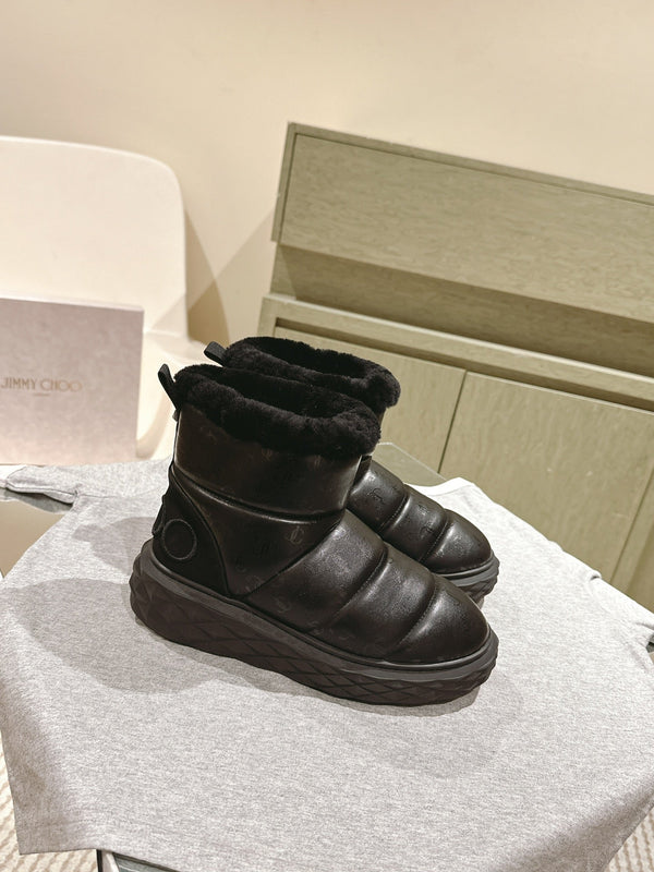 Jimmy Xan Toffee Ankle Boots Black Shearling Leather 533013