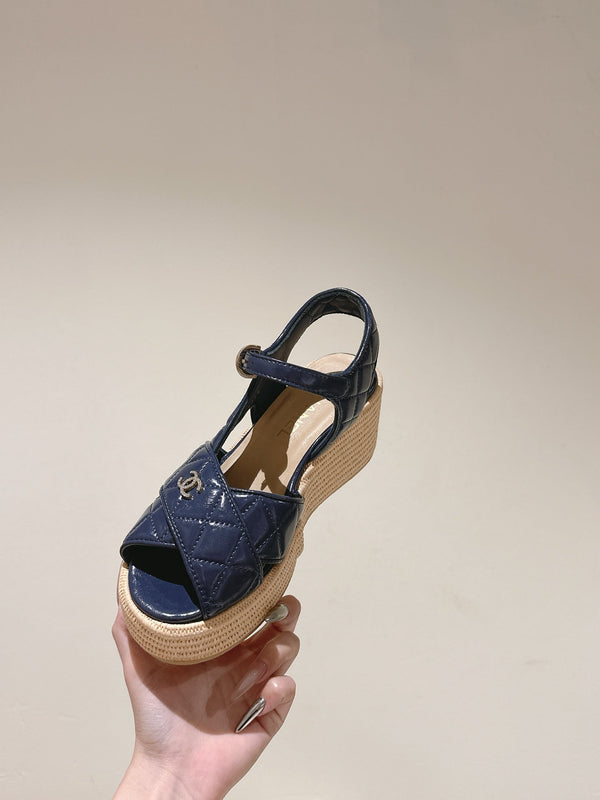 CC 25ss Espadrille Sandals 85mm Charcoal Gray Quited Sheepskin 462239
