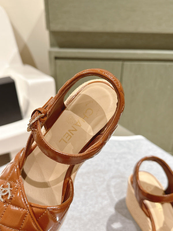 CC 25ss Espadrille Sandals 85mm Caramel Quited Sheepskin 462240