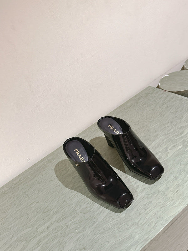 Prada Mules 85mm Black Patent Leather 449617