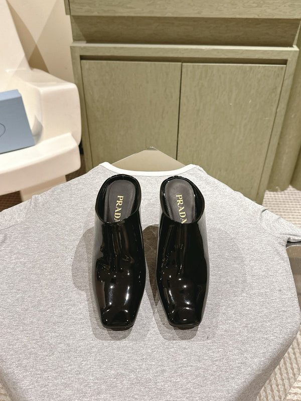 Prada Mules 85mm Black Patent Leather 449617
