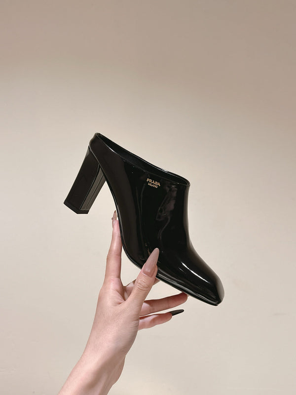 Prada Mules 85mm Black Patent Leather 449617