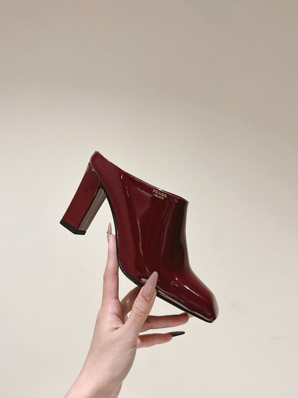 Prada Mules 85mm Burgundy Patent Leather 449618