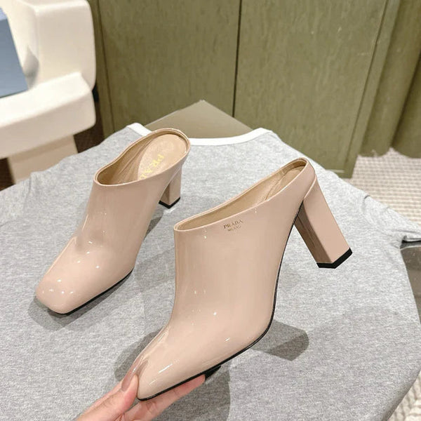 PRA 2026S Mule à talon haut 75 Cuir verni nude 657678