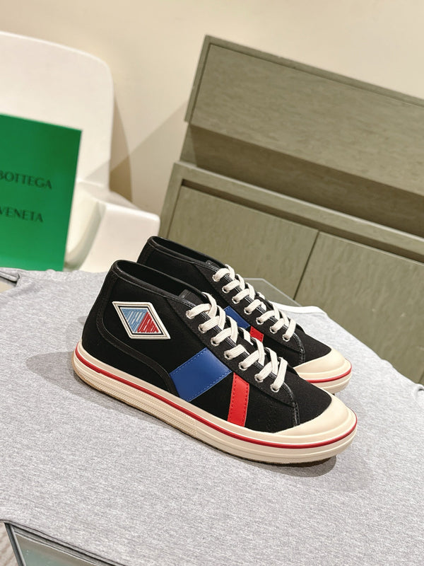BV Eliot Sneaker Black/Blue Cotton Calfskin 446195