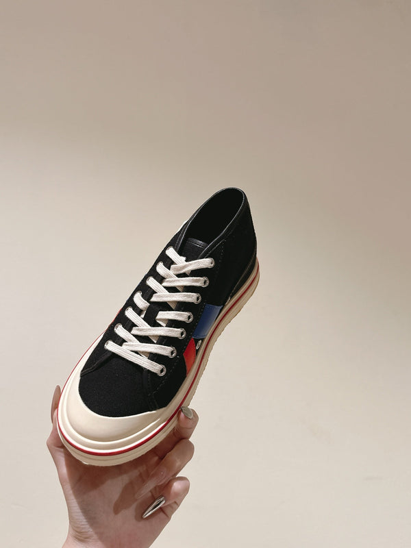 BV Eliot Sneaker Black/Blue Cotton Calfskin 446195