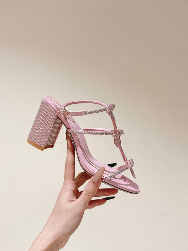 RC 25 Add Bow Diamond High Heeled Pink Silk Rhinestones 268071