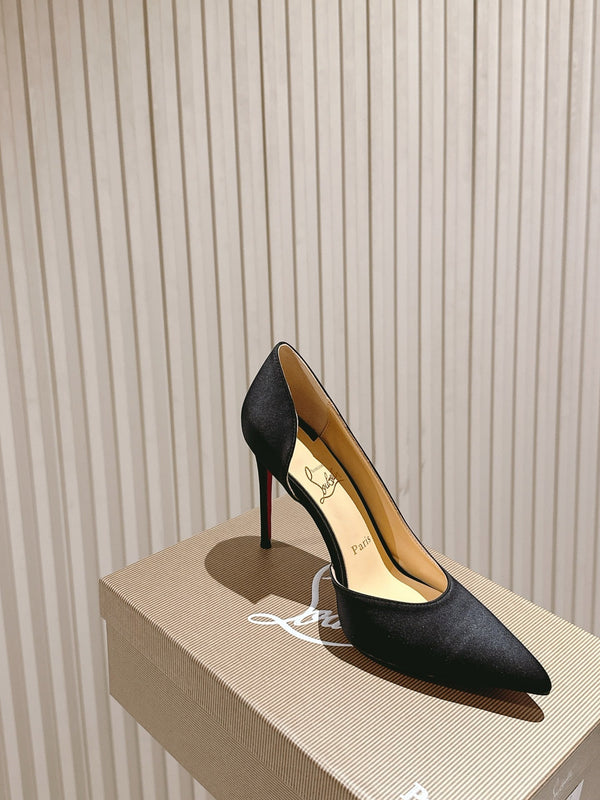 CL 25s Iriza Pumps 95mm Black Satin Leather 446683