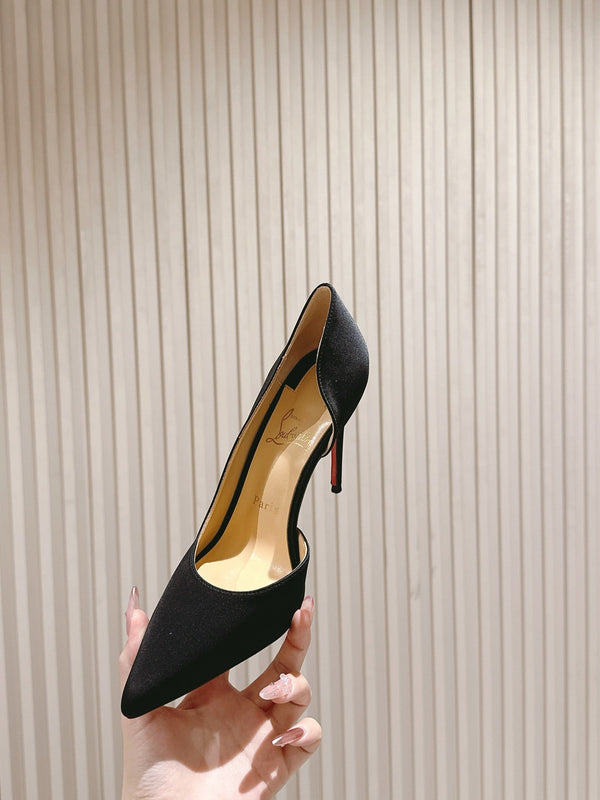 CL 25s Iriza Pumps 95mm Black Satin Leather 446683