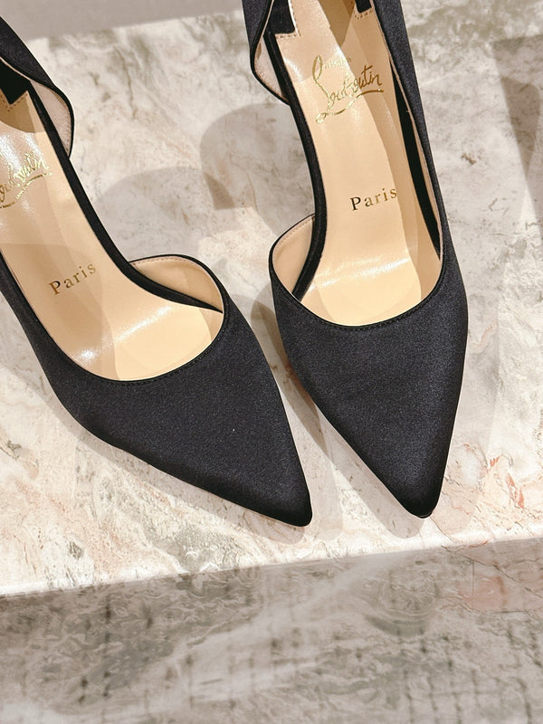 CL 25s Iriza Pumps 95mm Black Satin Leather 446683